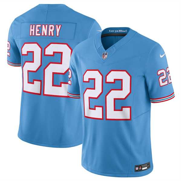 Mens Tennessee Titans #22 Derrick Henry Light Blue 2023 F.U.S.E. Vapor Limited Throwback Stitched Football Jersey->tennessee titans->NFL Jersey